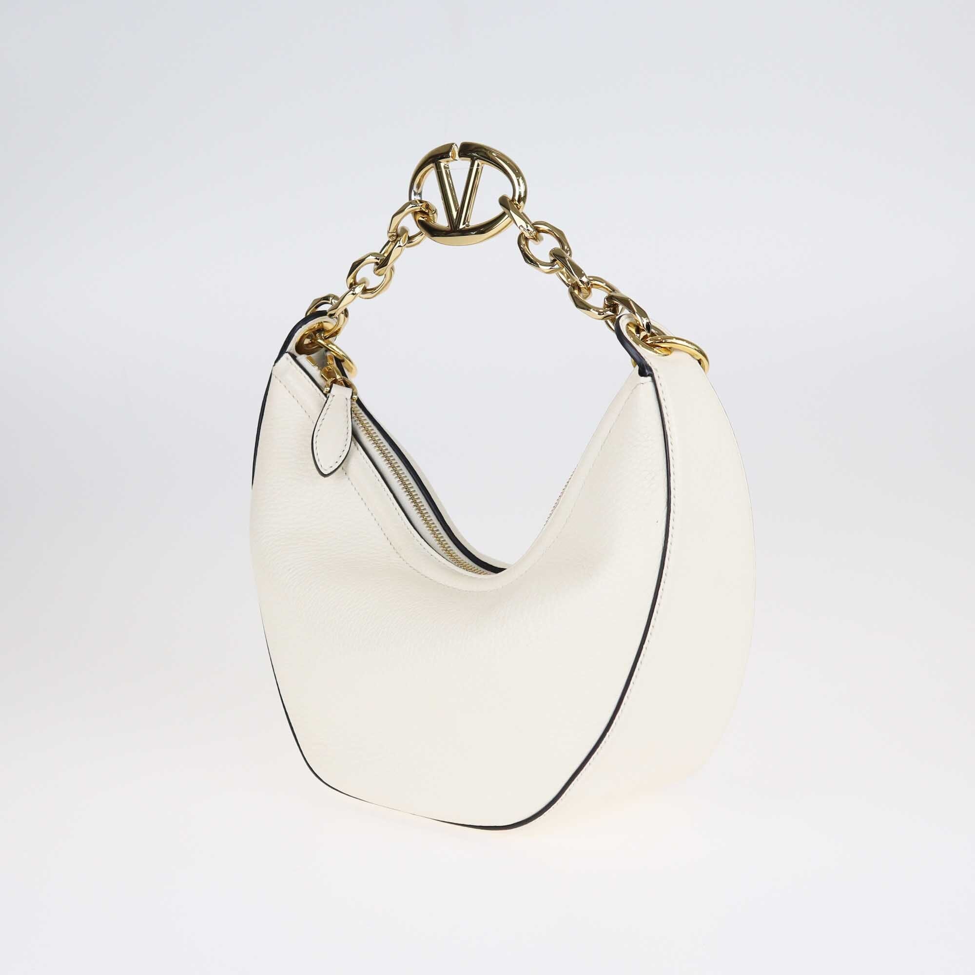 Valentino Ivory Small VLogo Moon Hobo Bags Valentino 