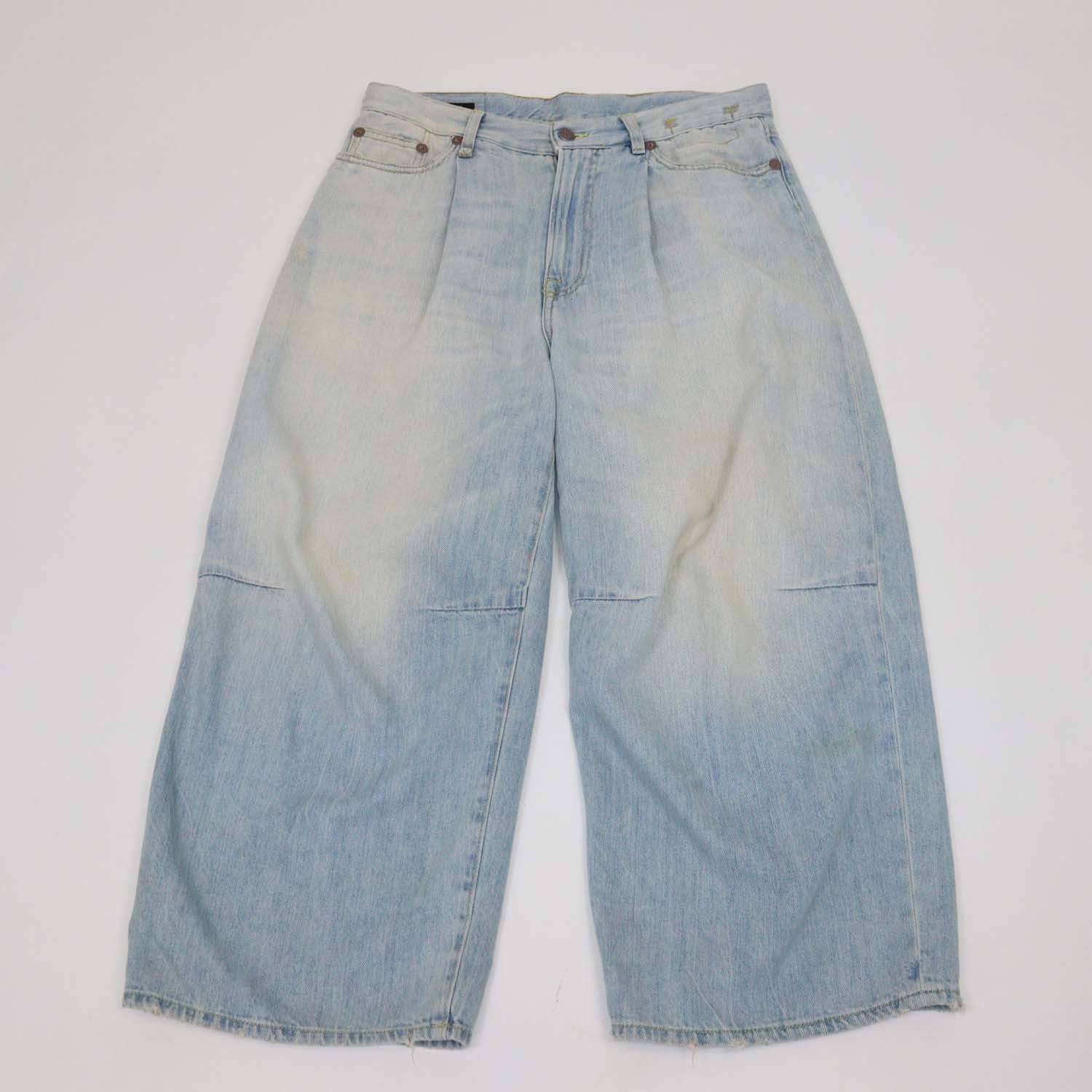 R13 Toni Blue Denim Crop Wide Leg Pants