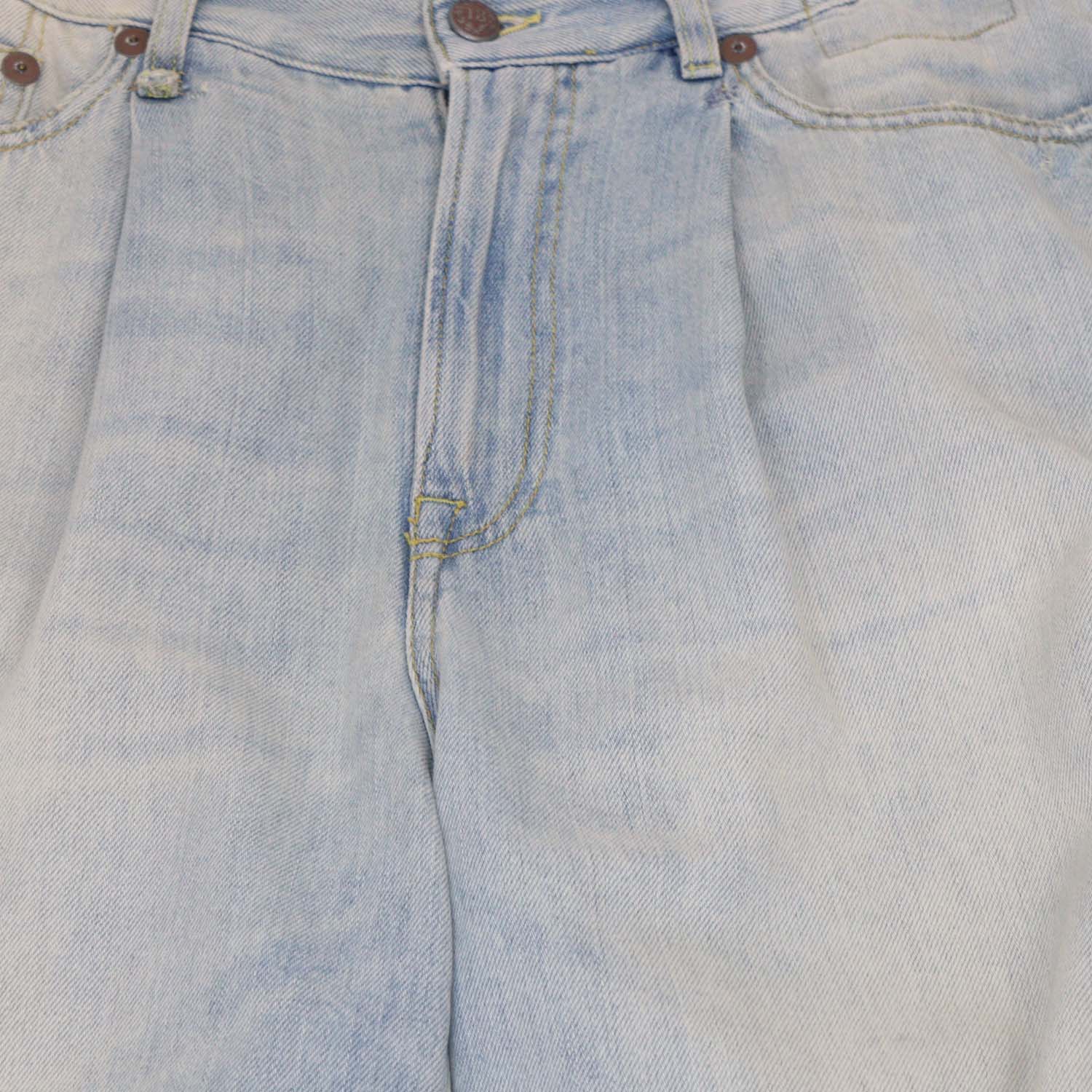 R13 Toni Blue Denim Crop Wide Leg Pants