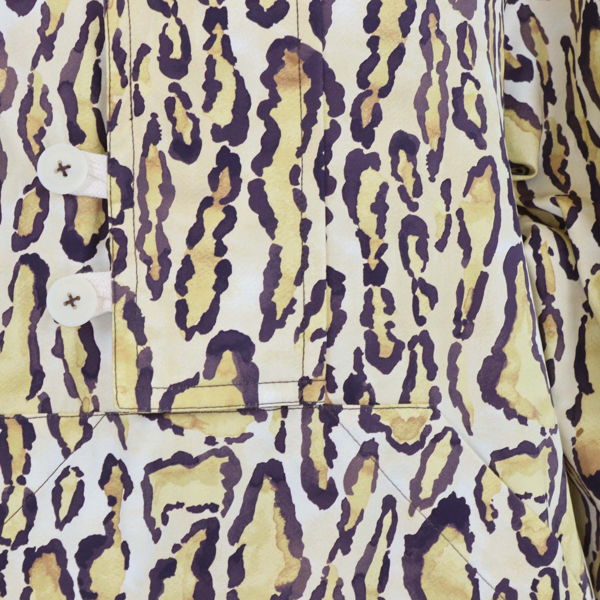 Nackiye Yellow/Brown Cotton Leopard Print Fisherman Coat