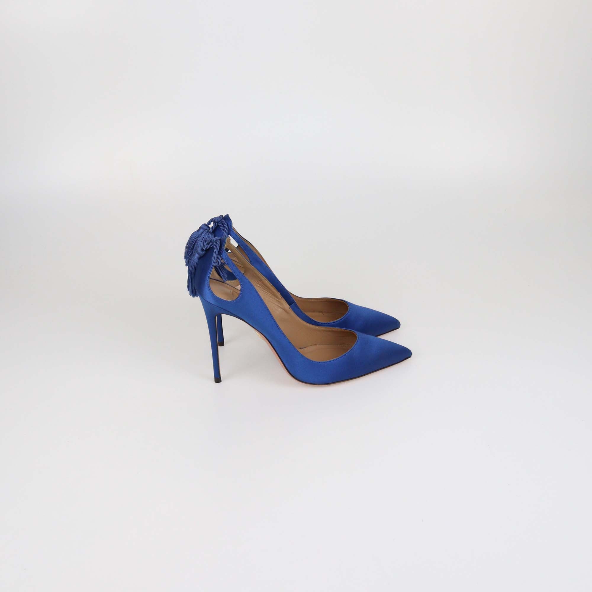 Aquazzura Blue Satin Forever Marilyn Pumps