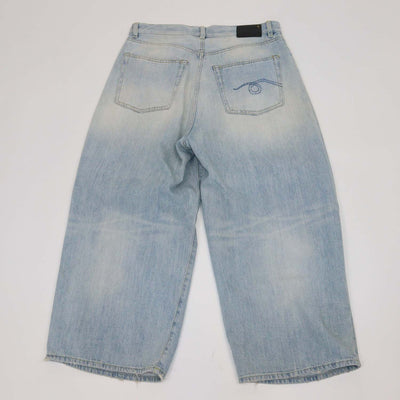 R13 Toni Blue Denim Crop Wide Leg Pants