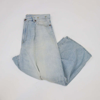R13 Toni Blue Denim Crop Wide Leg Pants