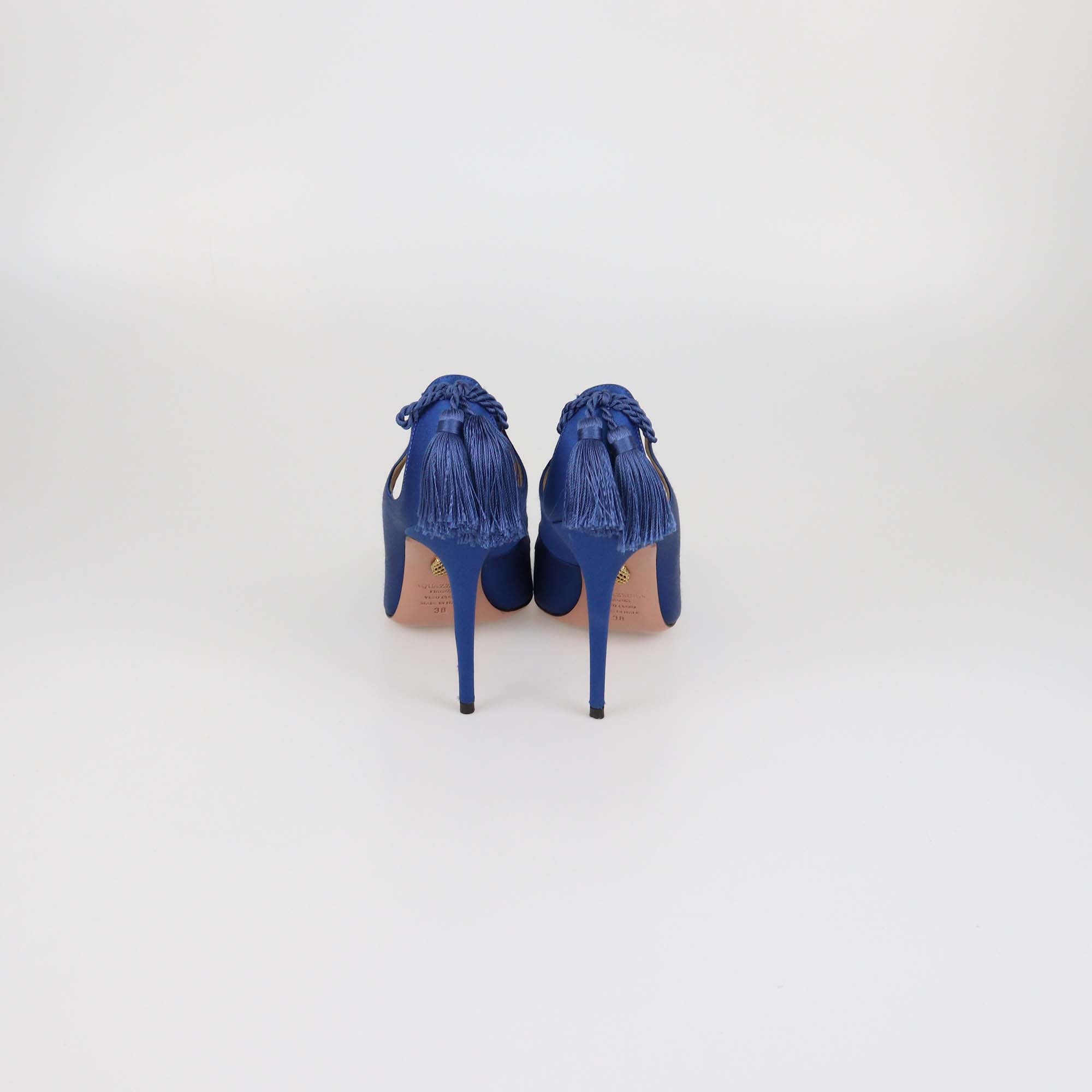 Aquazzura Blue Satin Forever Marilyn Pumps