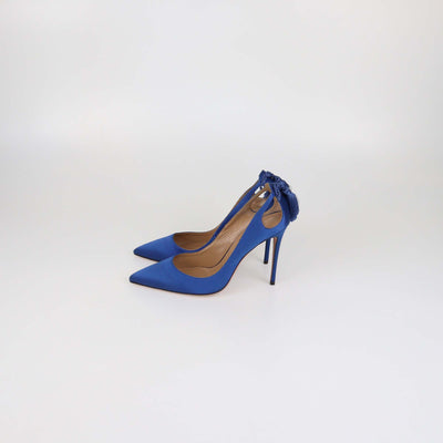 Aquazzura Blue Satin Forever Marilyn Pumps