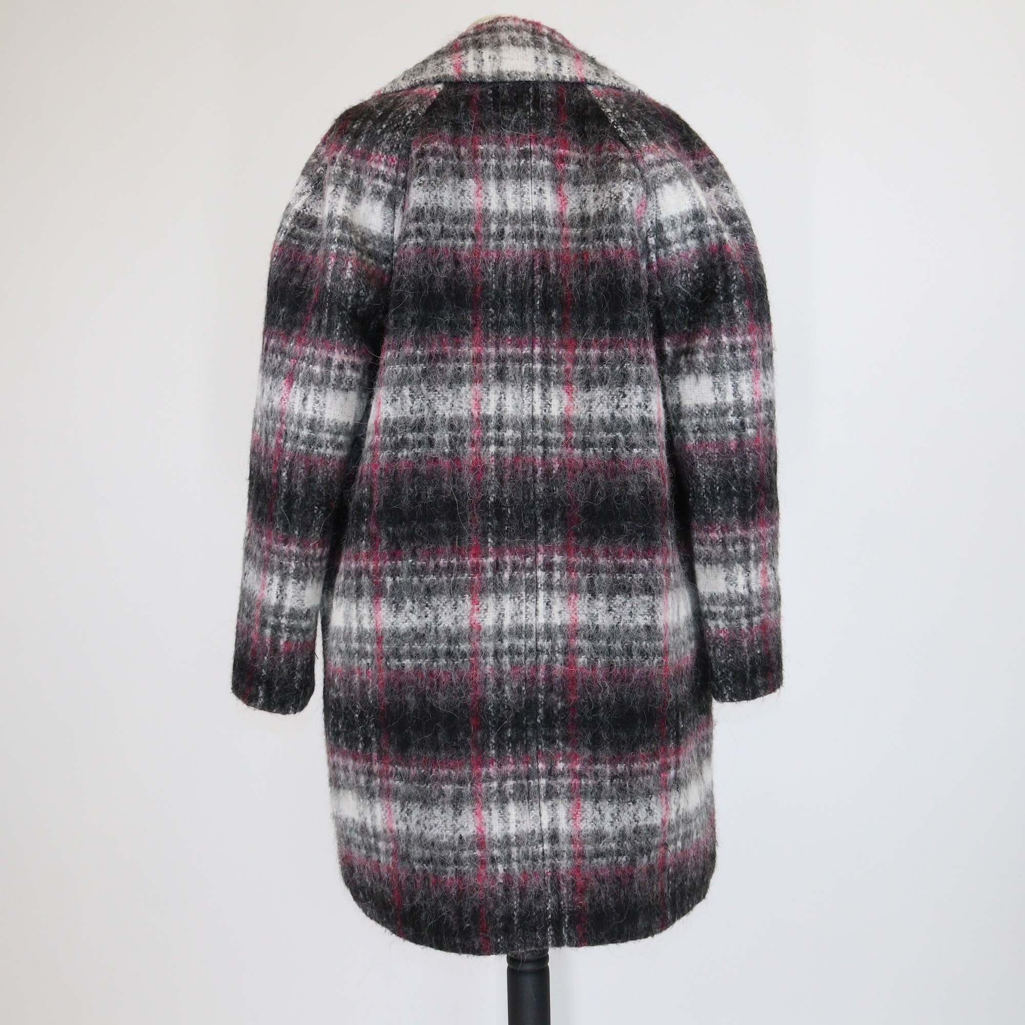 Karl Lagerfeld Grey/Pink Check Wool Tailored Coat