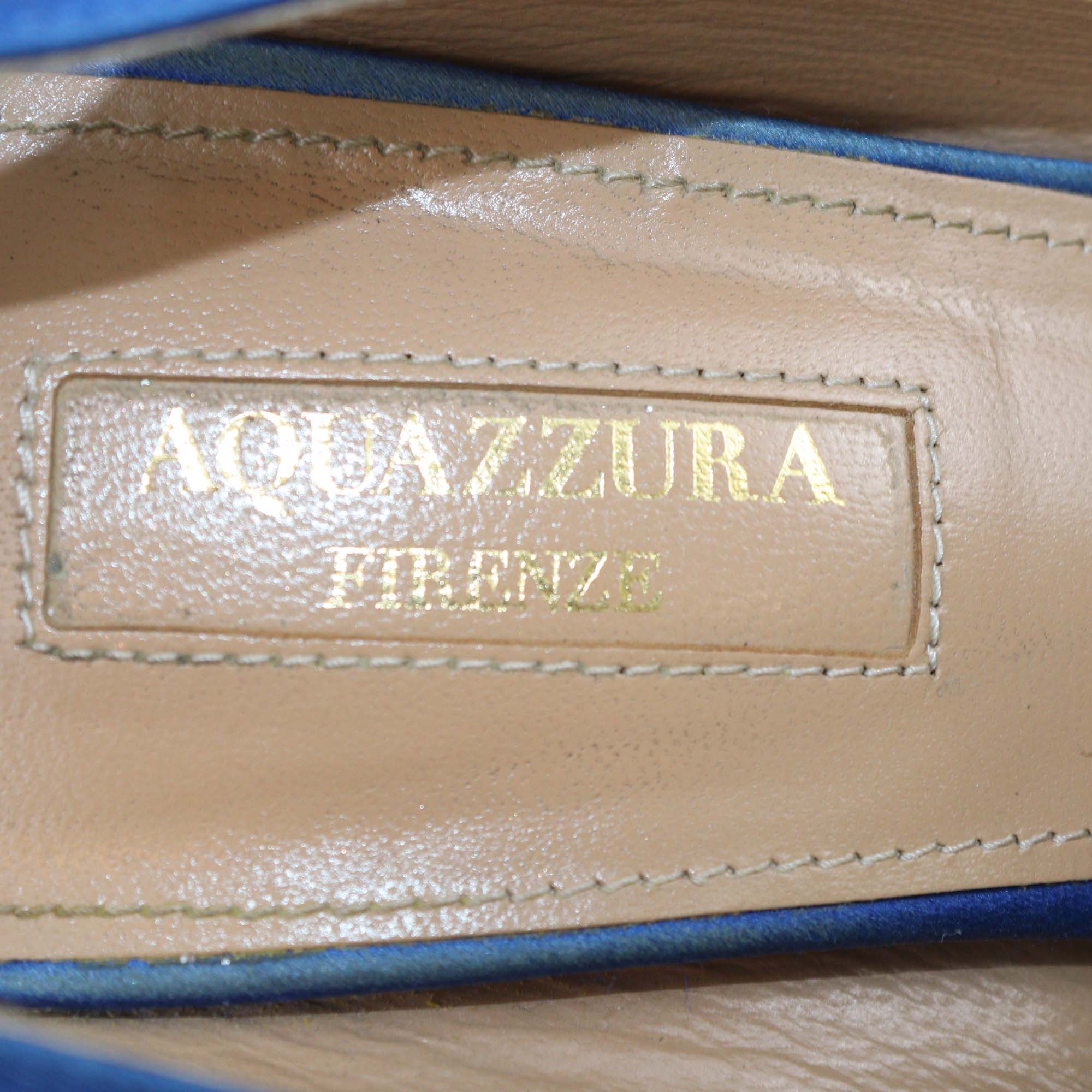 Aquazzura Blue Satin Forever Marilyn Pumps