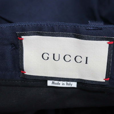 Gucci Navy Blue Cotton Twill Pants