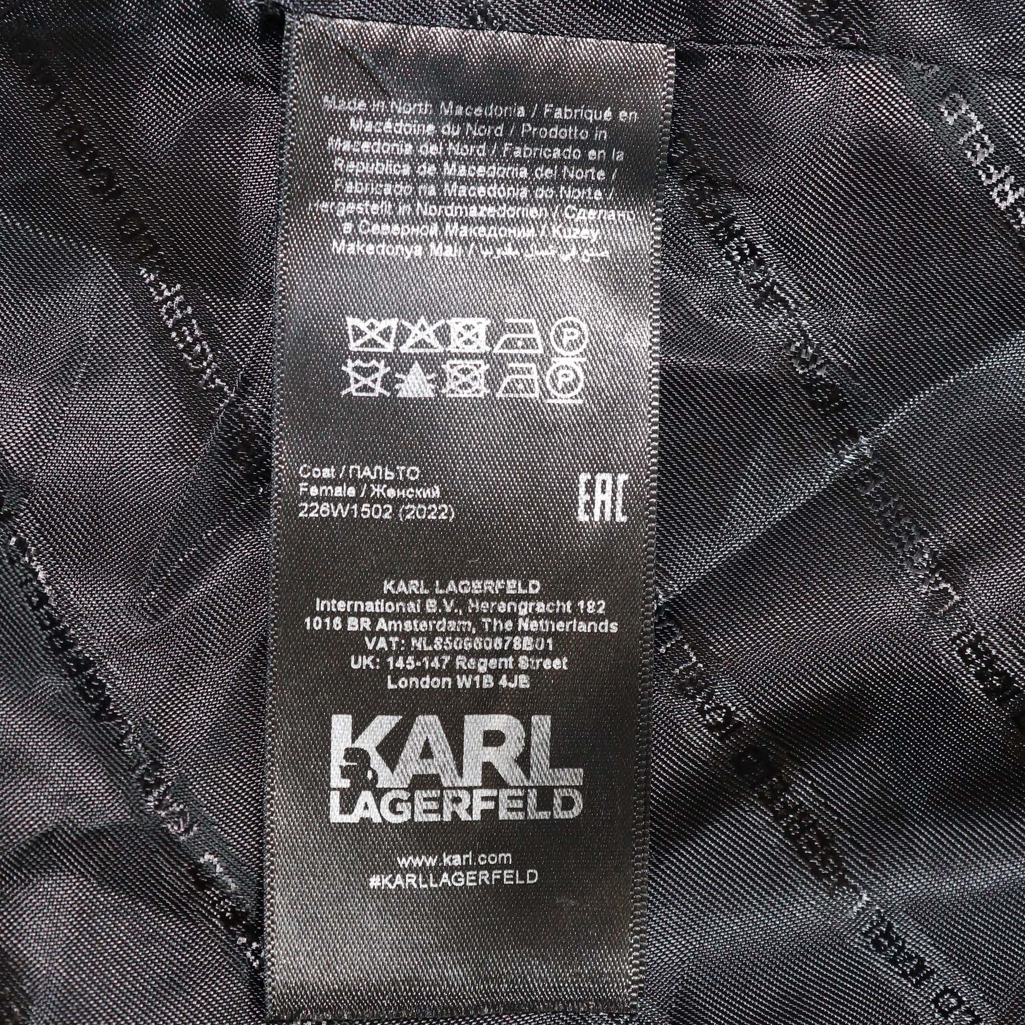 Karl Lagerfeld Grey/Pink Check Wool Tailored Coat
