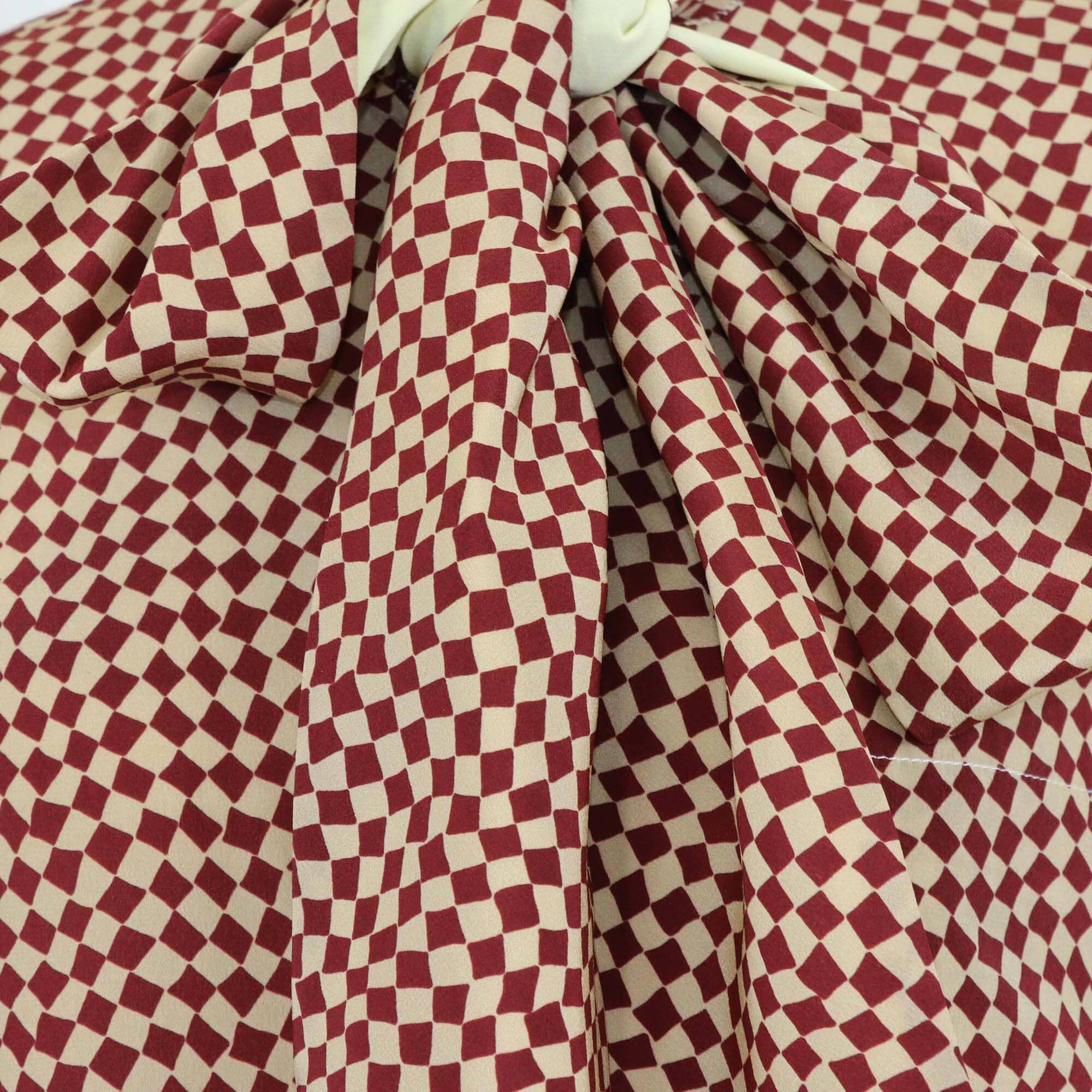 Marni Bicolor Chess Board Checkered Neck Tie-Up Detail Blouse Womens Marni 