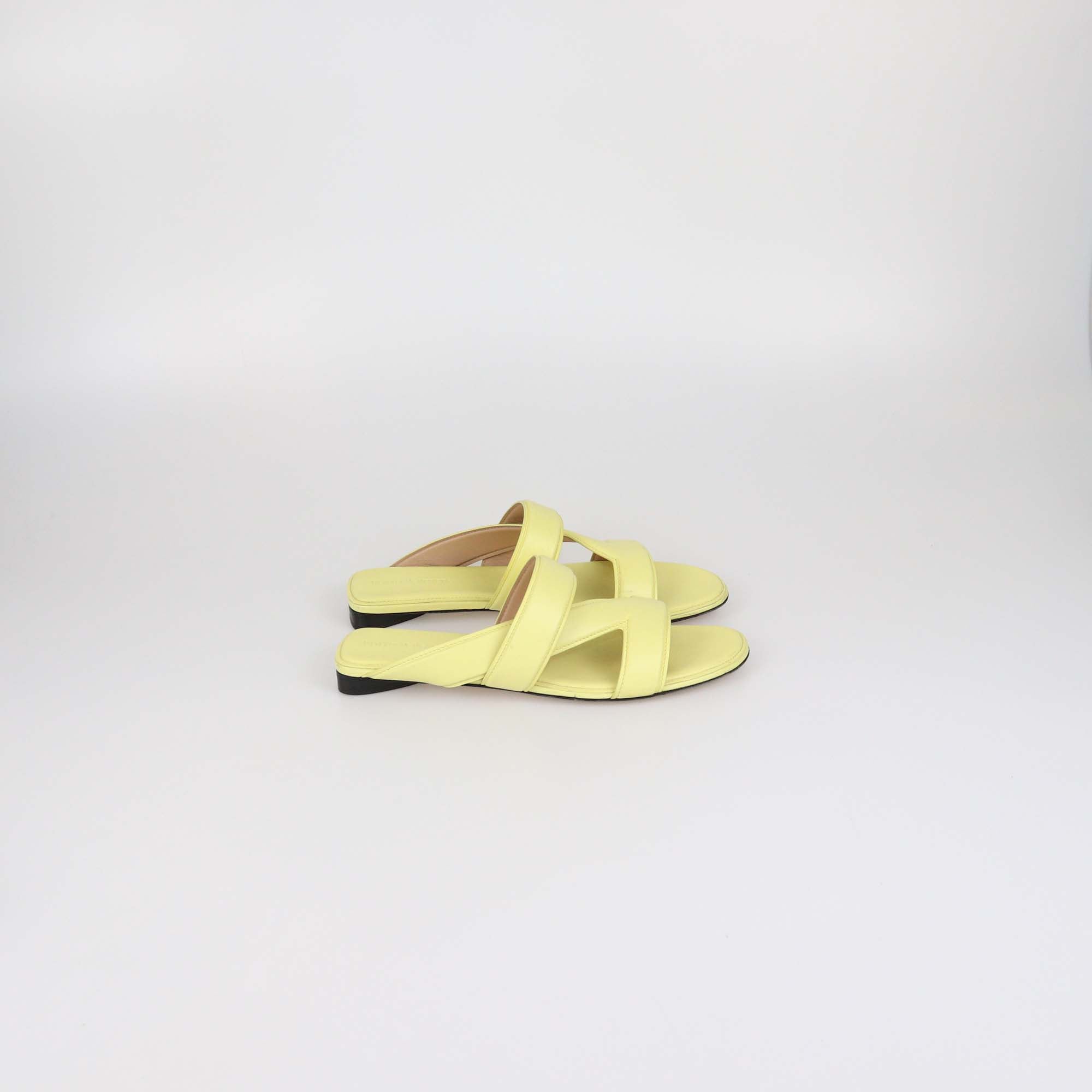 Bottega Veneta Lime Leather The Band Flat Slide