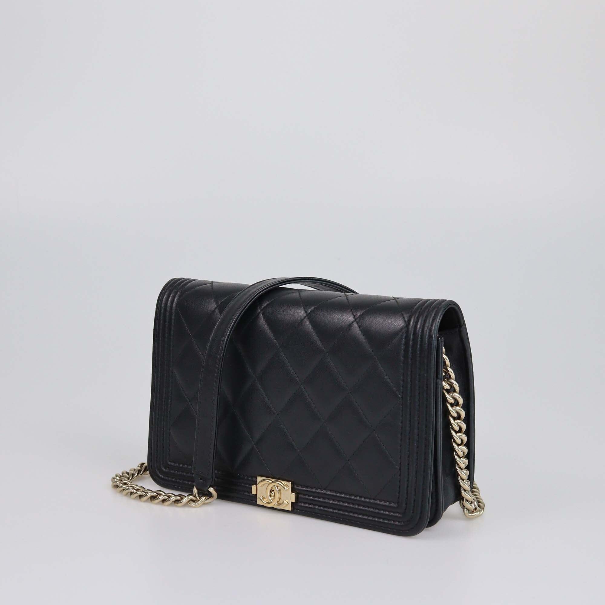 Chanel Lambskin Boy Wallet On Chain Womens Chanel 