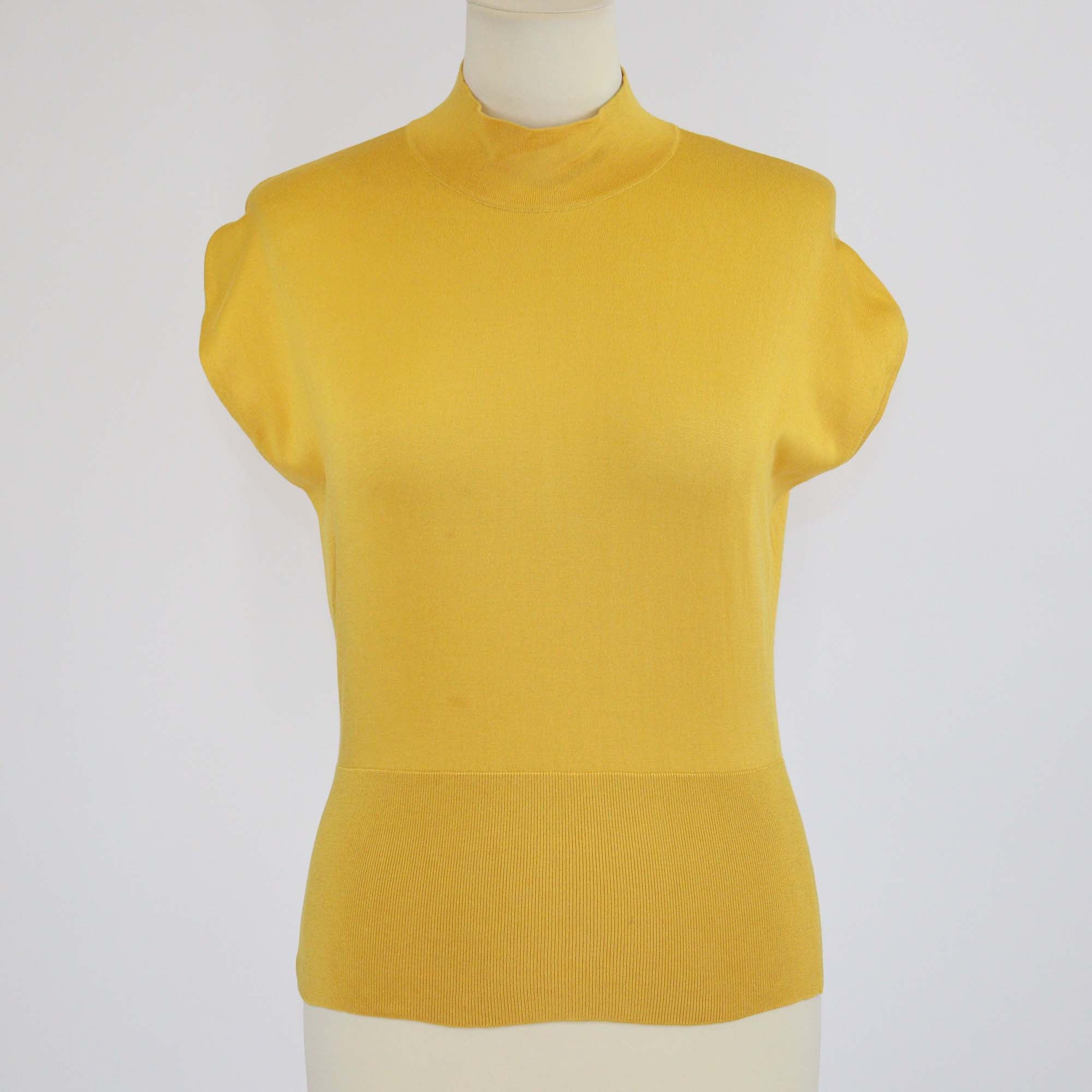 Dolce & Gabbana Yellow Silk Knitted Sleeveless Top