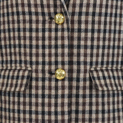 Ganni Brown Wool Blend Checked Breasted Blazer