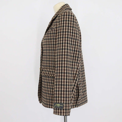 Ganni Brown Wool Blend Checked Breasted Blazer