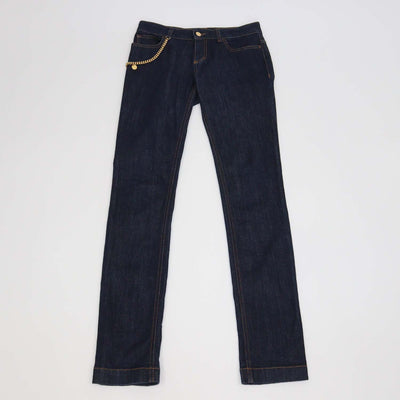 Gucci Dark Blue Denim Chain Detail Skinny Pants