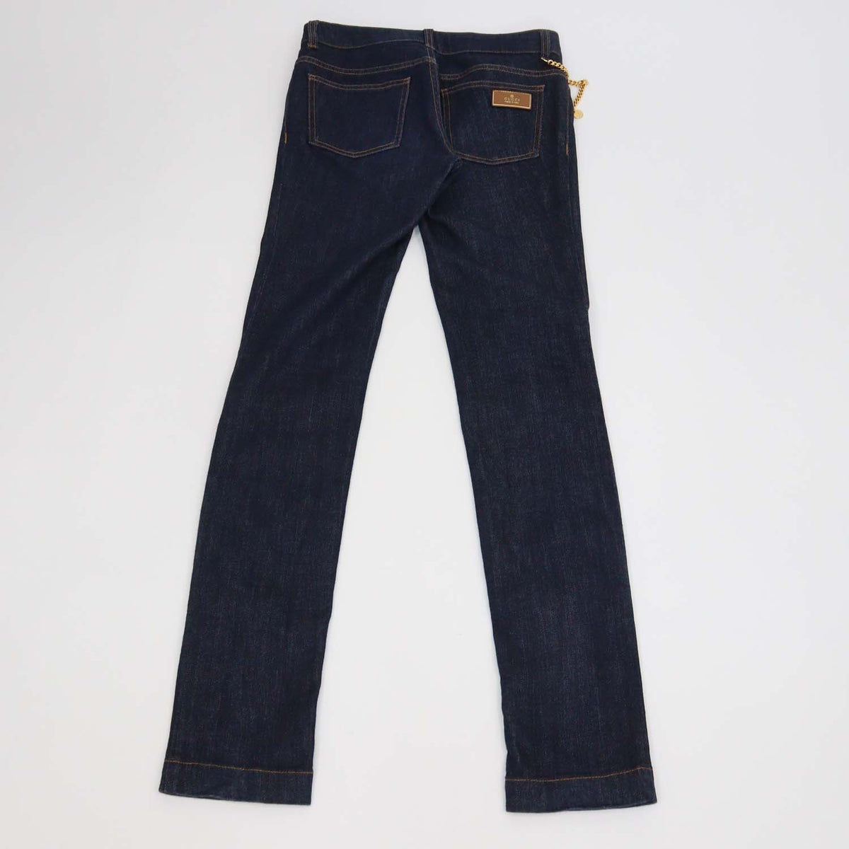 Gucci Dark Blue Denim Chain Detail Skinny Pants