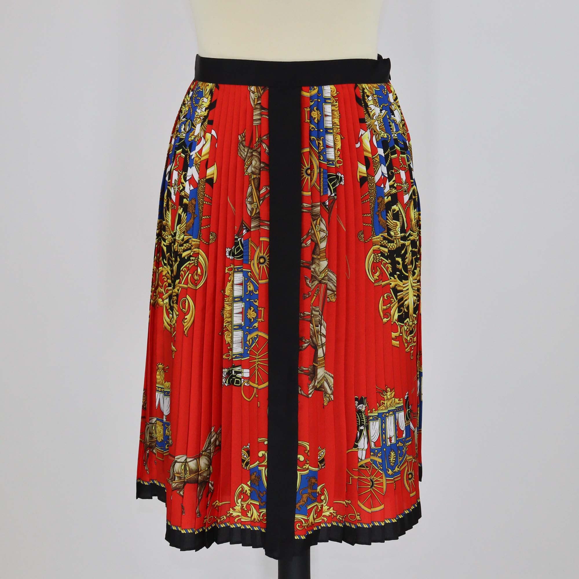Burberry Multicolor Printed Silk Pleated Mid Skirt