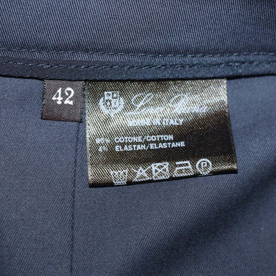 Loro Piana Navy Cotton Blend Straight Leg Trousers
