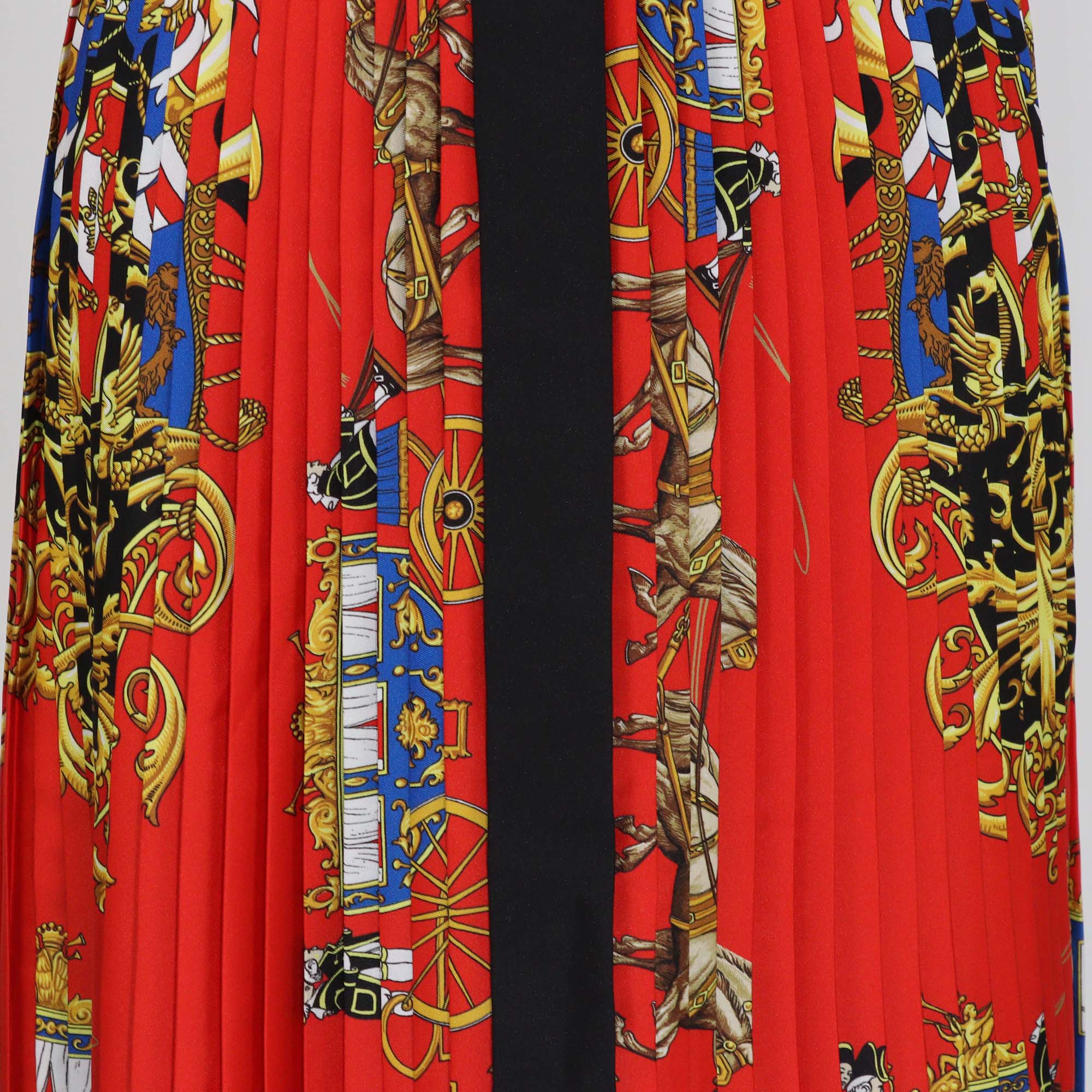 Burberry Multicolor Printed Silk Pleated Mid Skirt