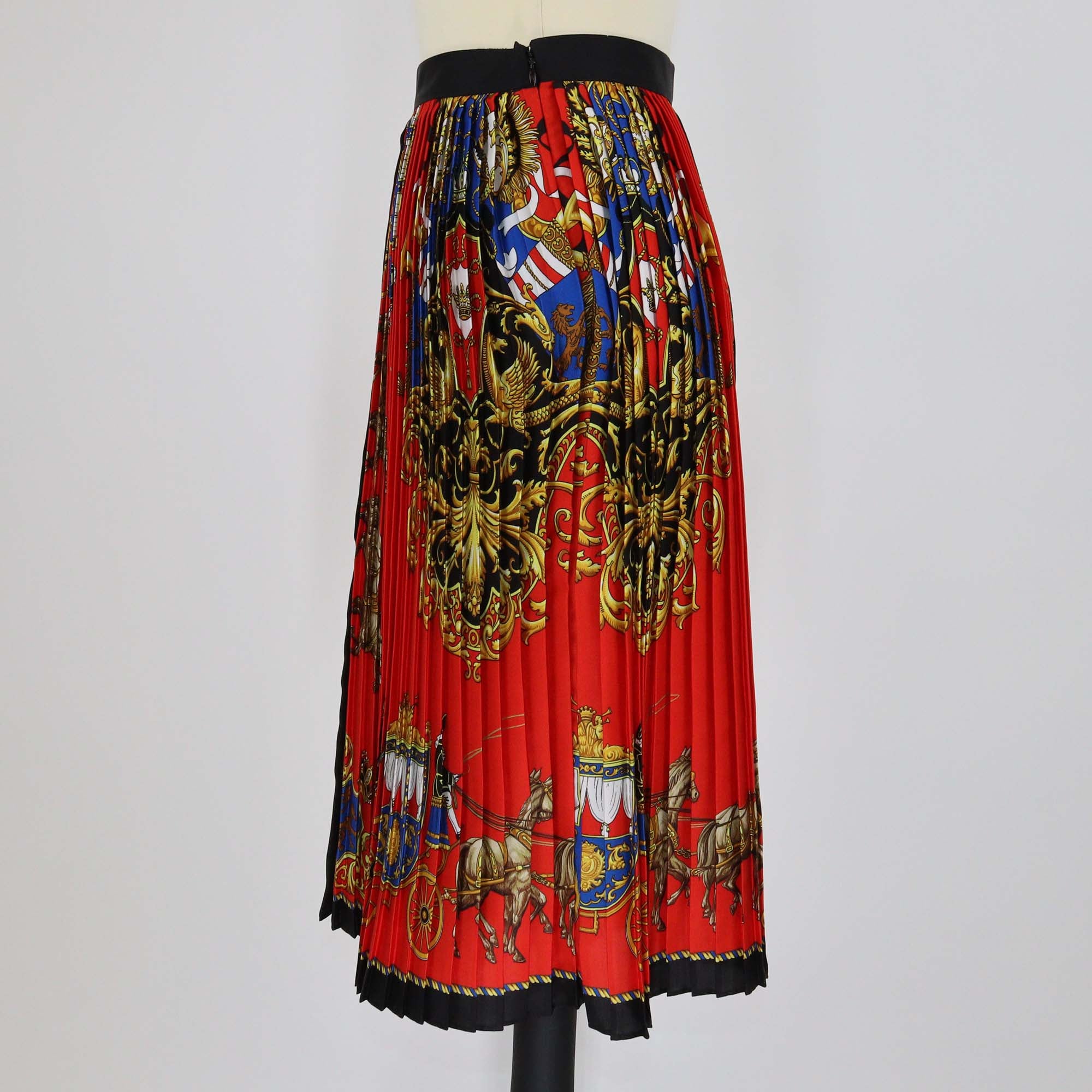 Burberry Multicolor Printed Silk Pleated Mid Skirt