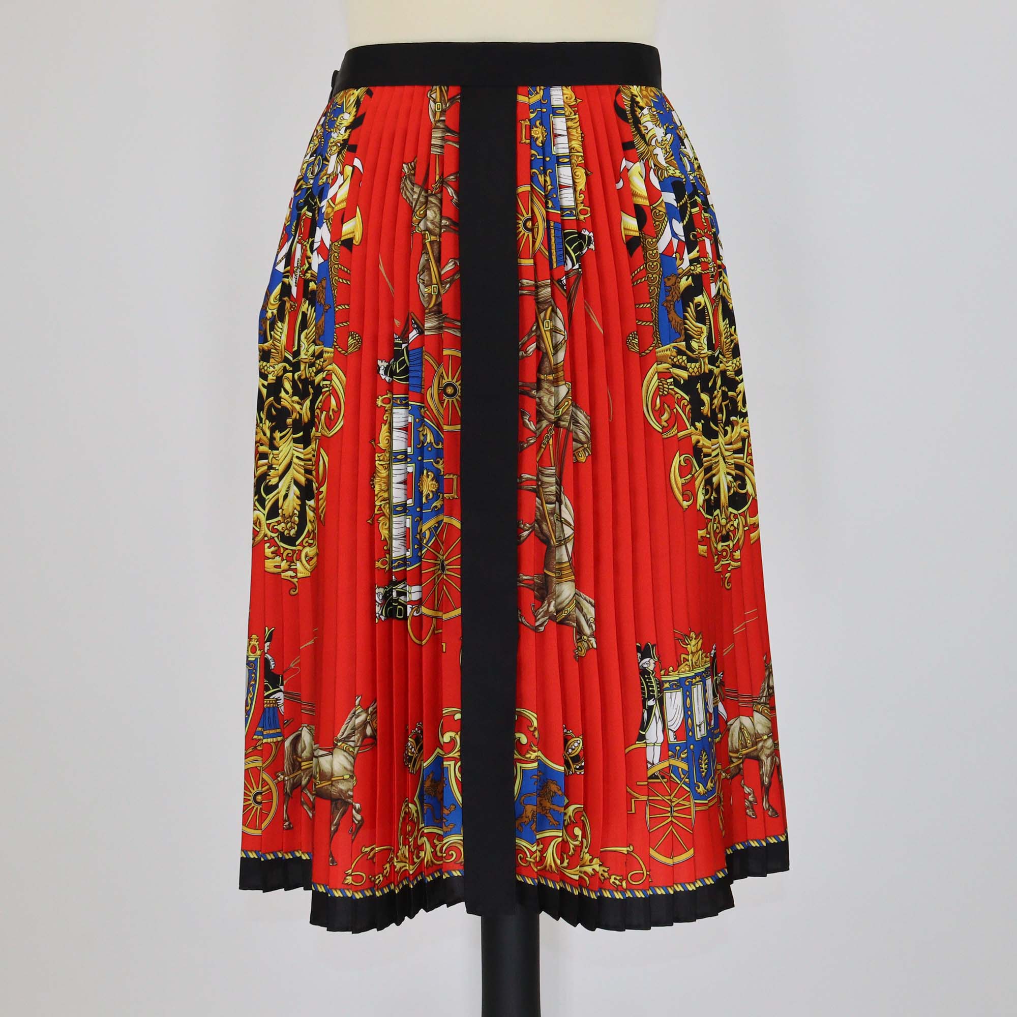 Burberry Multicolor Printed Silk Pleated Mid Skirt