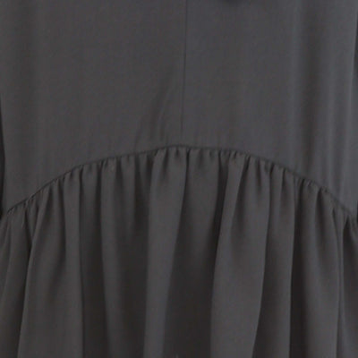 Saint Laurent Black Crepe Neck Tie Detailed Long Sleeve Dress