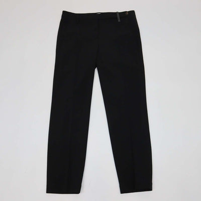 Brunello Cucinelli Black Wool Blend Straight Leg Pants