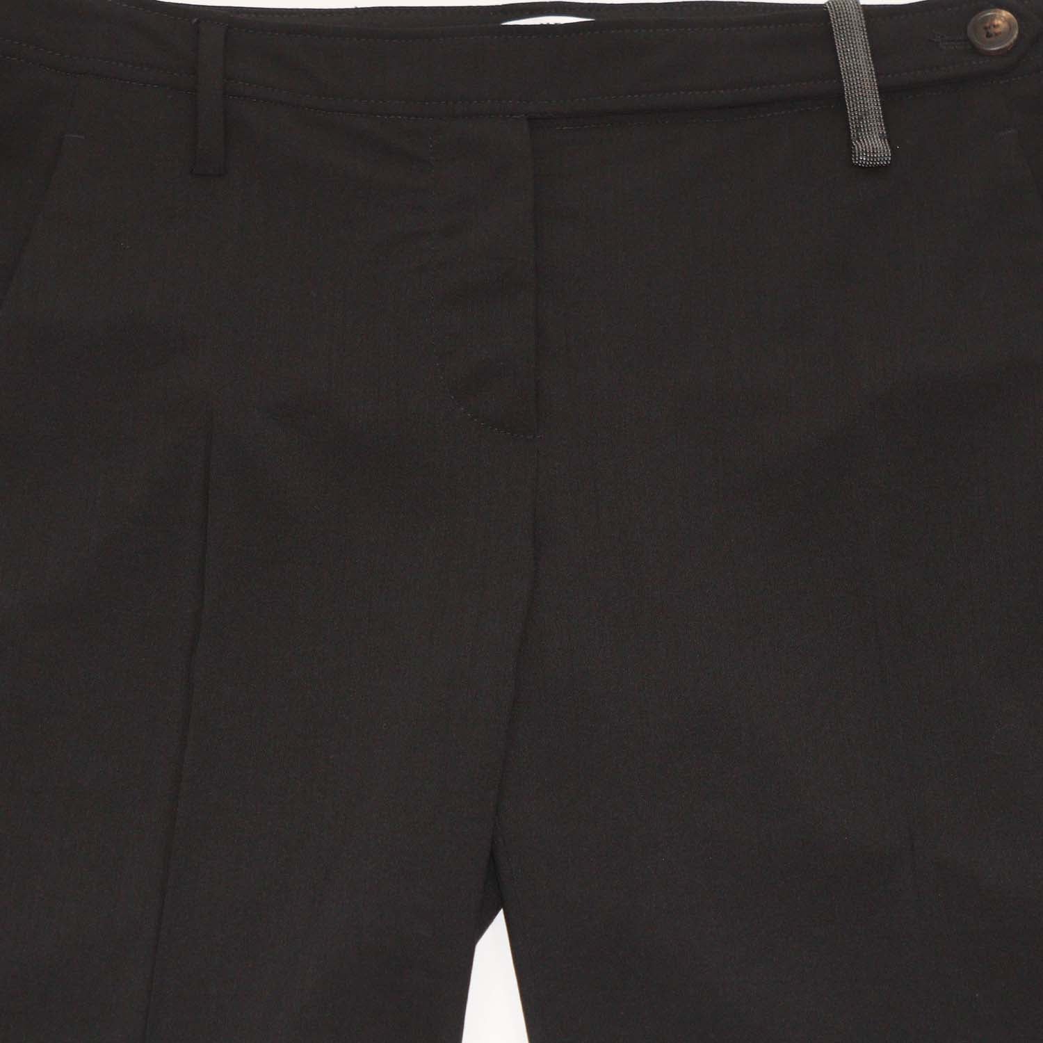 Brunello Cucinelli Black Wool Blend Straight Leg Pants