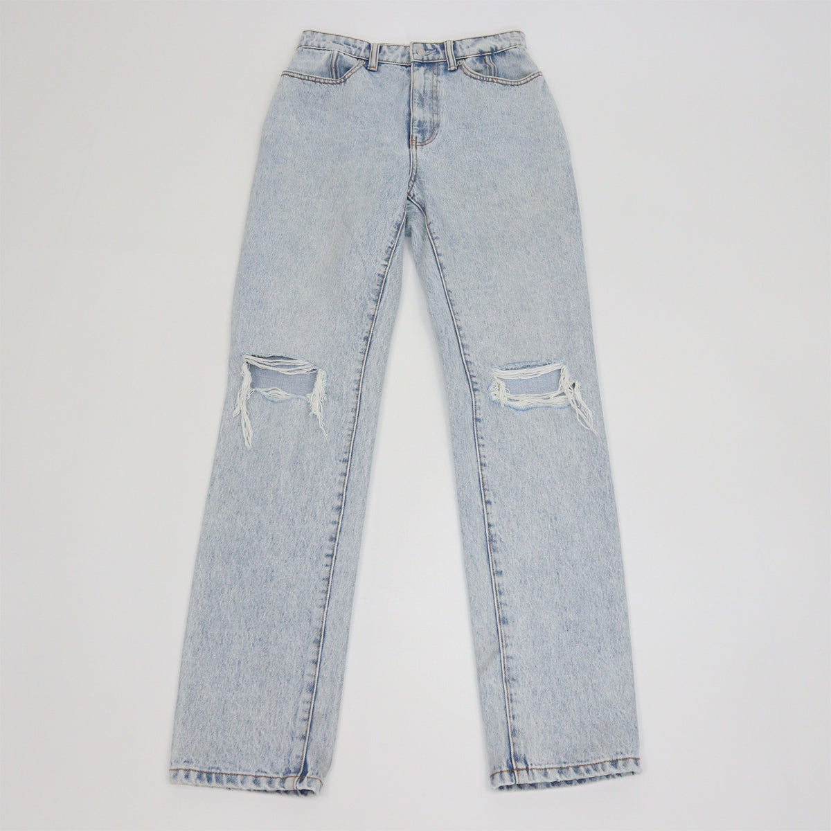 Alexander Wang Light Blue Denim Distressed High Waist Pants