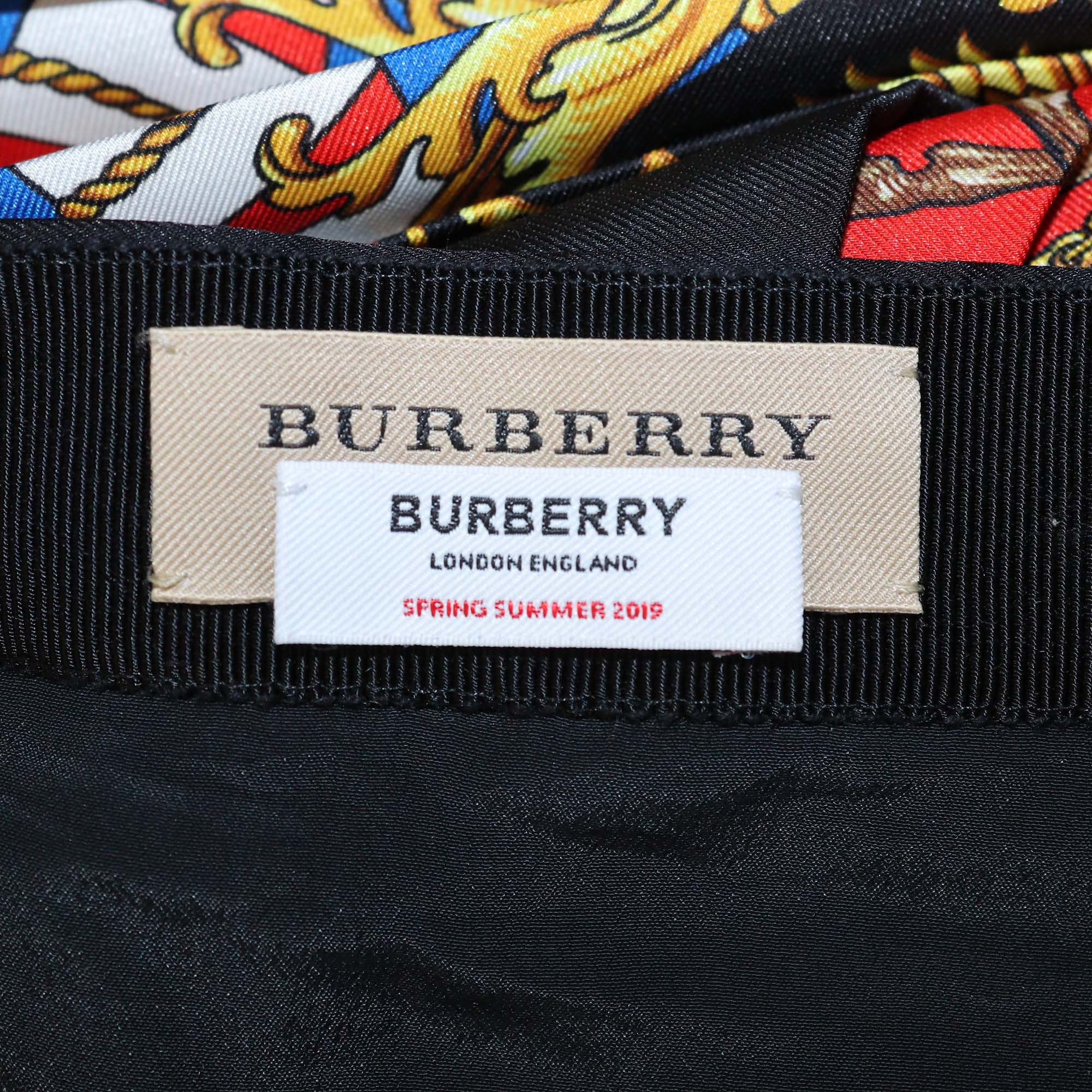 Burberry Multicolor Printed Silk Pleated Mid Skirt