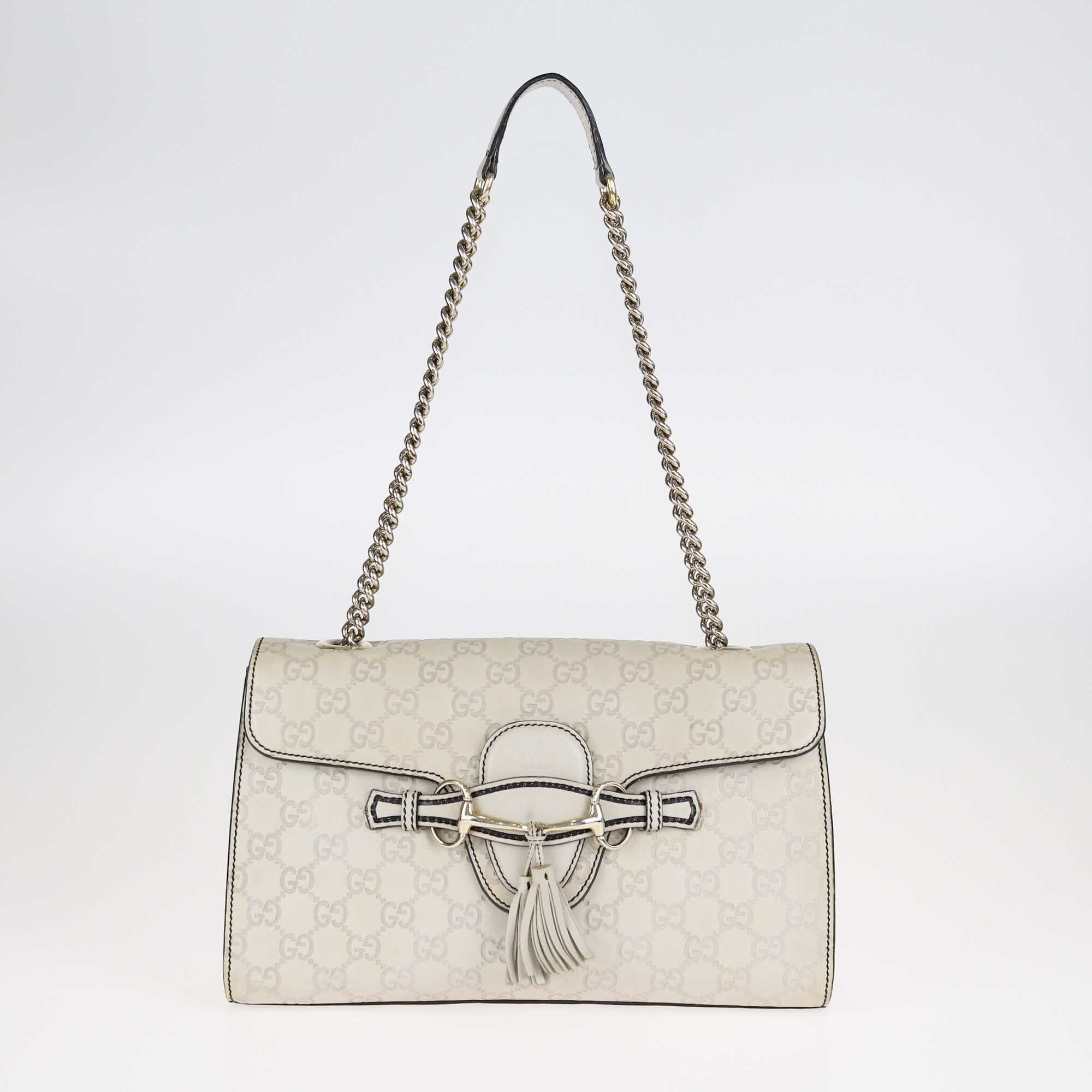 Gucci Light Beige Guccissima Medium Emily Chain Shoulder Bag Bags Gucci 