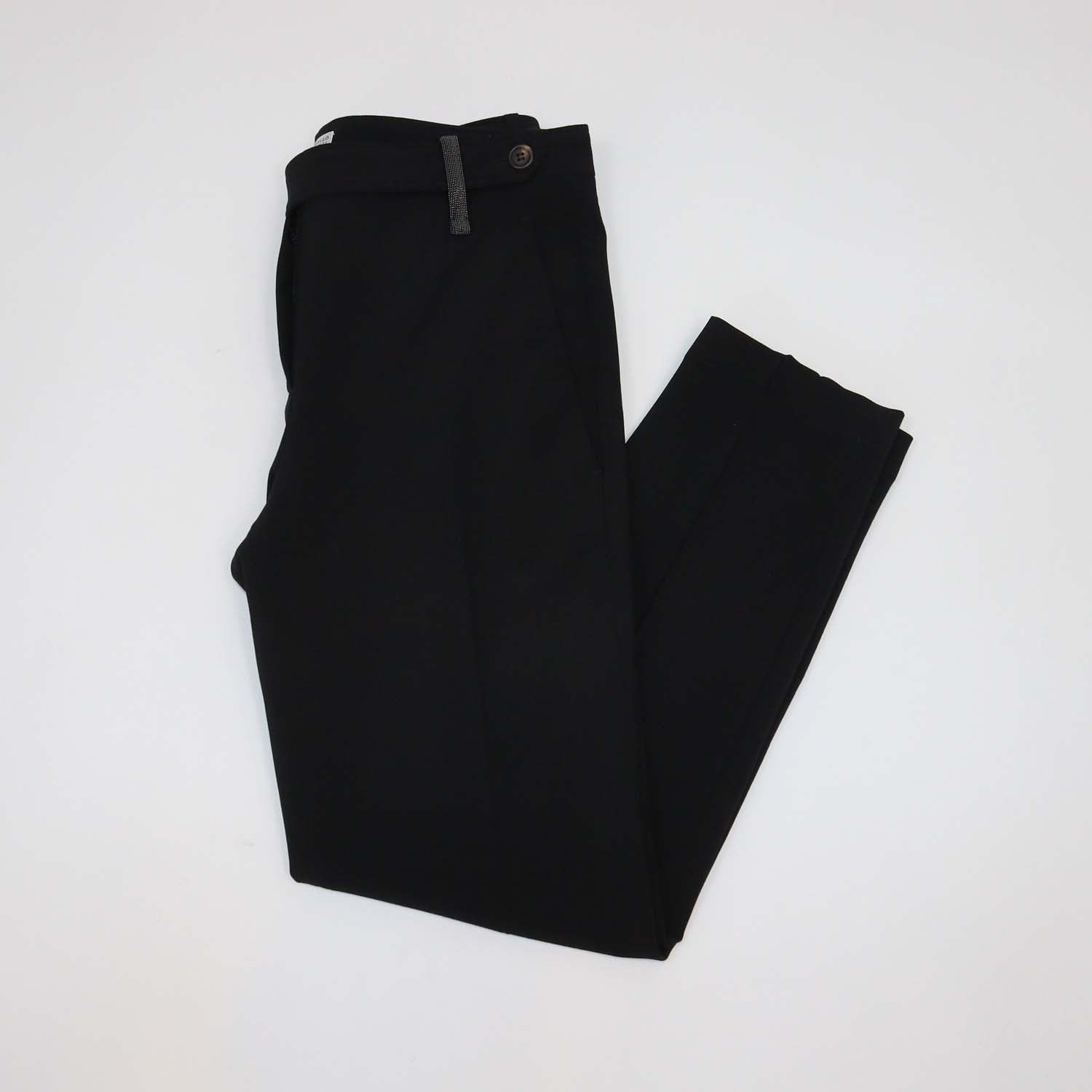Brunello Cucinelli Black Wool Blend Straight Leg Pants