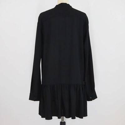 Saint Laurent Black Crepe Neck Tie Detailed Long Sleeve Dress