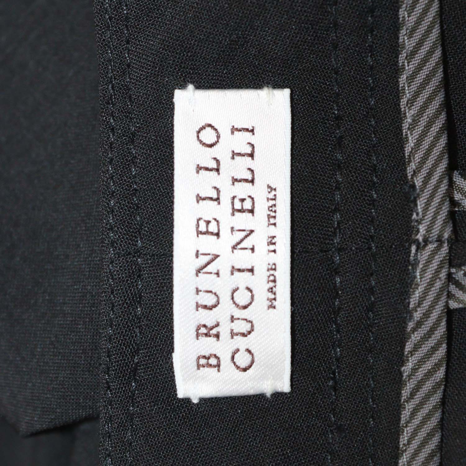 Brunello Cucinelli Black Wool Blend Straight Leg Pants
