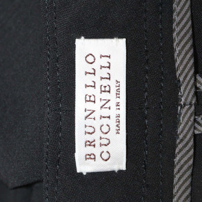 Brunello Cucinelli Black Wool Blend Straight Leg Pants