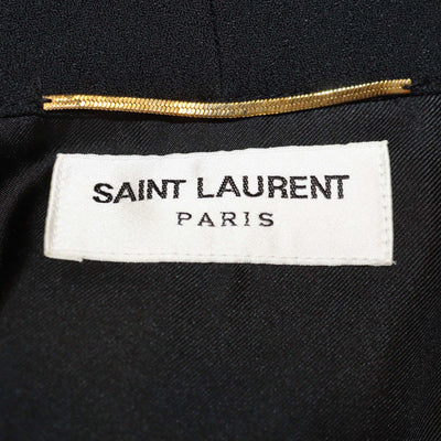 Saint Laurent Black Crepe Neck Tie Detailed Long Sleeve Dress