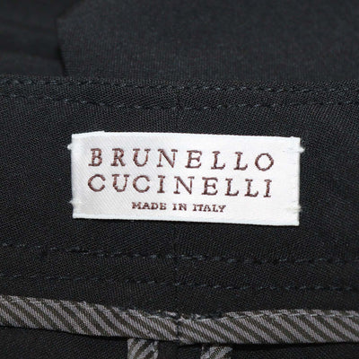Brunello Cucinelli Black Wool Blend Straight Leg Pants