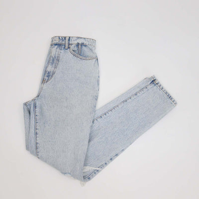 Alexander Wang Light Blue Denim Distressed High Waist Pants