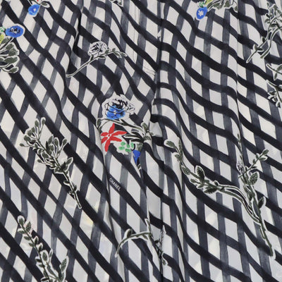 Chanel White/Black Silk Printed Wide Leg Pants
