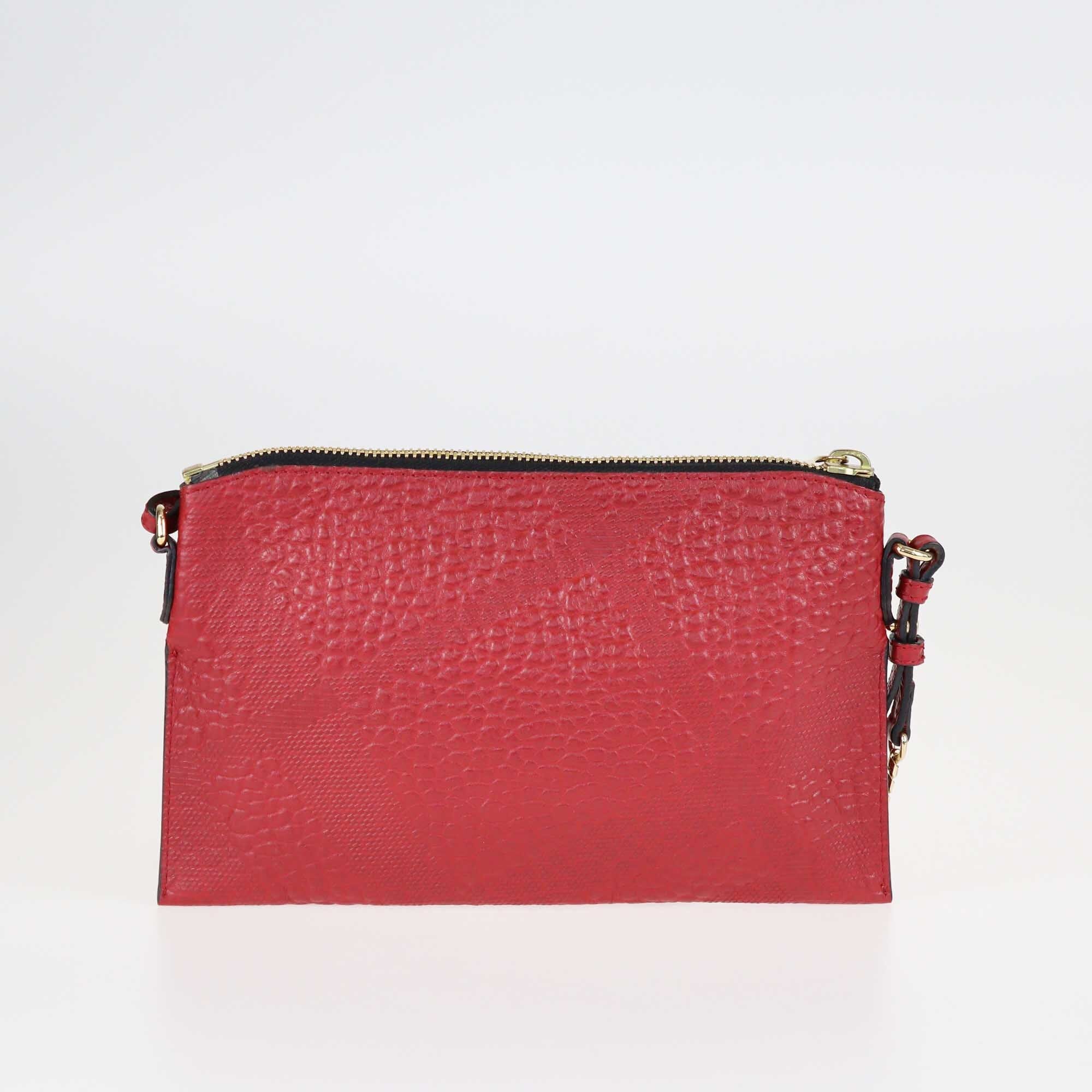 Burberry Red Signature Grain Check Embossed Peyton Crossbody Bag Bags Burberry 