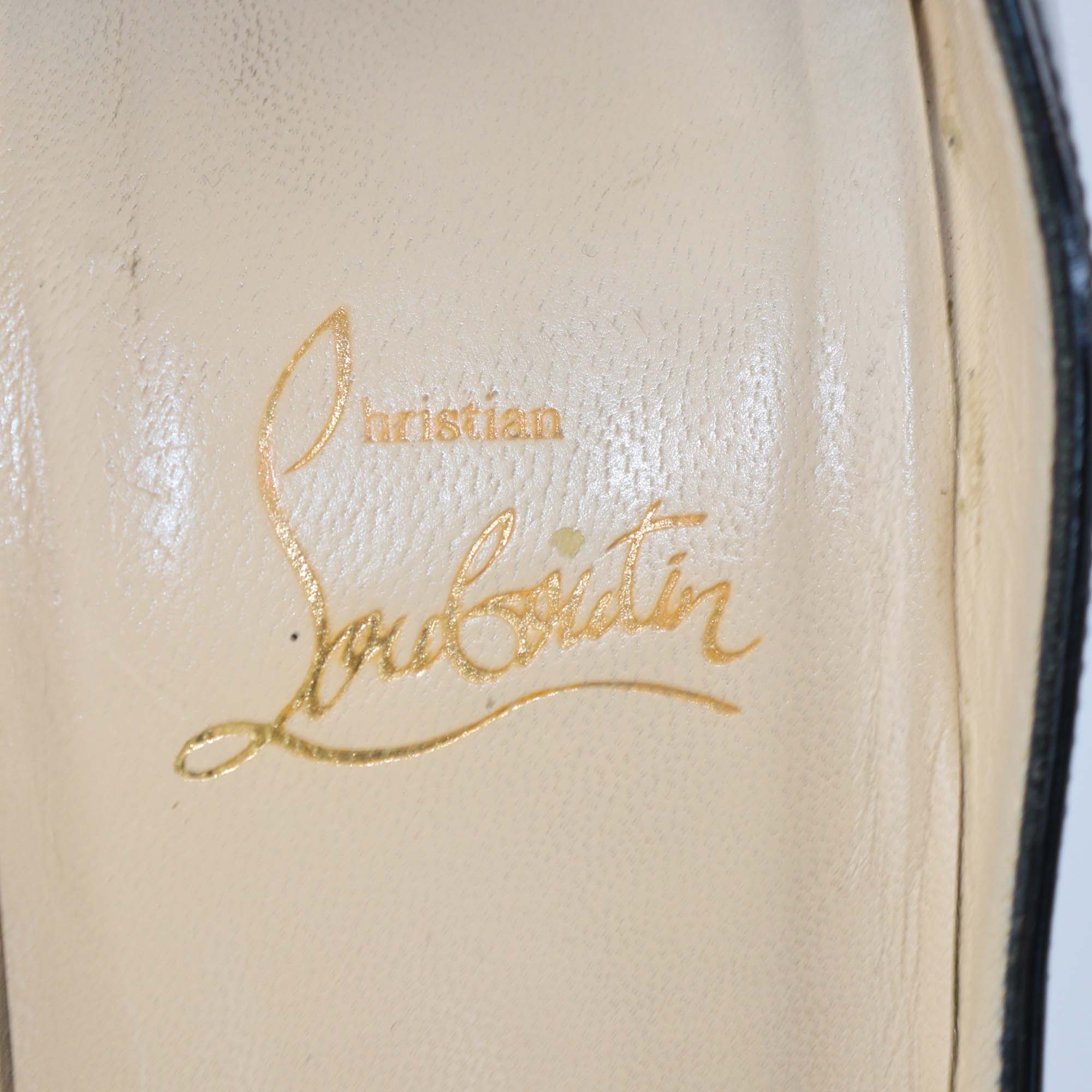 Christian Louboutin Black Patent Leather Lady Peep Toe Platform Pumps
