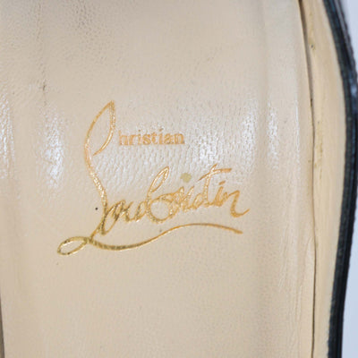 Christian Louboutin Black Patent Leather Lady Peep Toe Platform Pumps