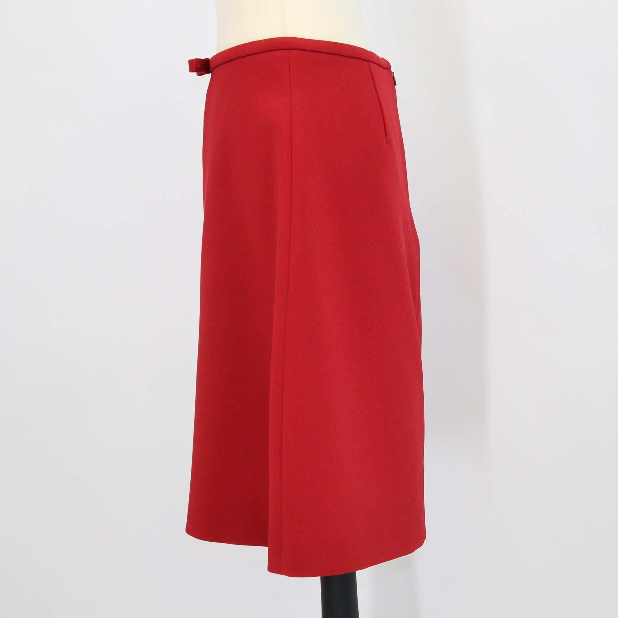RED Valentino Red Fabric Crepe Bow Knee Length Skirt