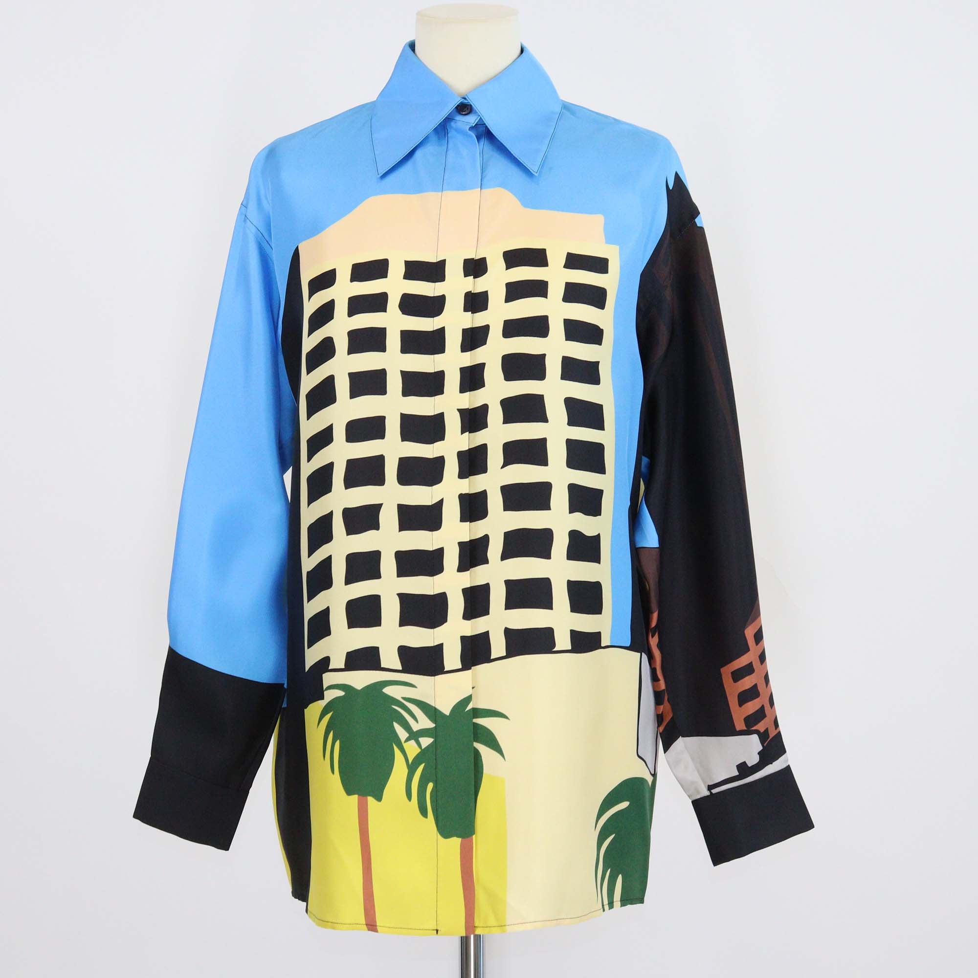 Loewe Multicolor Printed Silk Long Sleeve Shirt