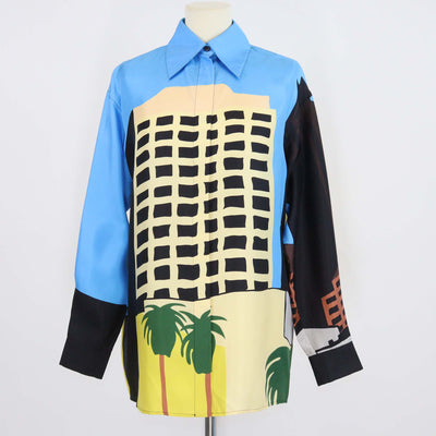 Loewe Multicolor Printed Silk Long Sleeve Shirt
