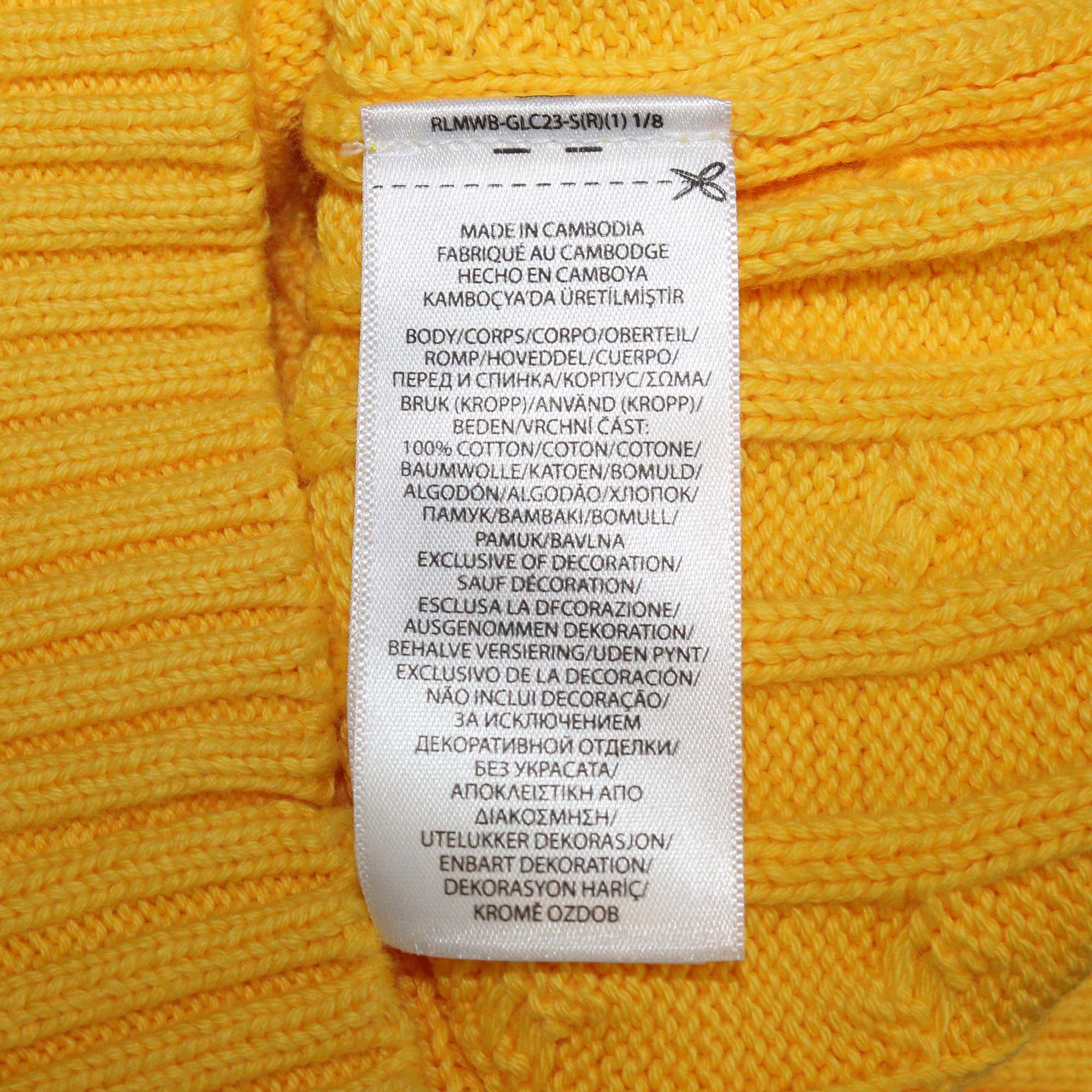 Polo Ralph Lauren Yellow Cable Knit Long Sleeve Sweater