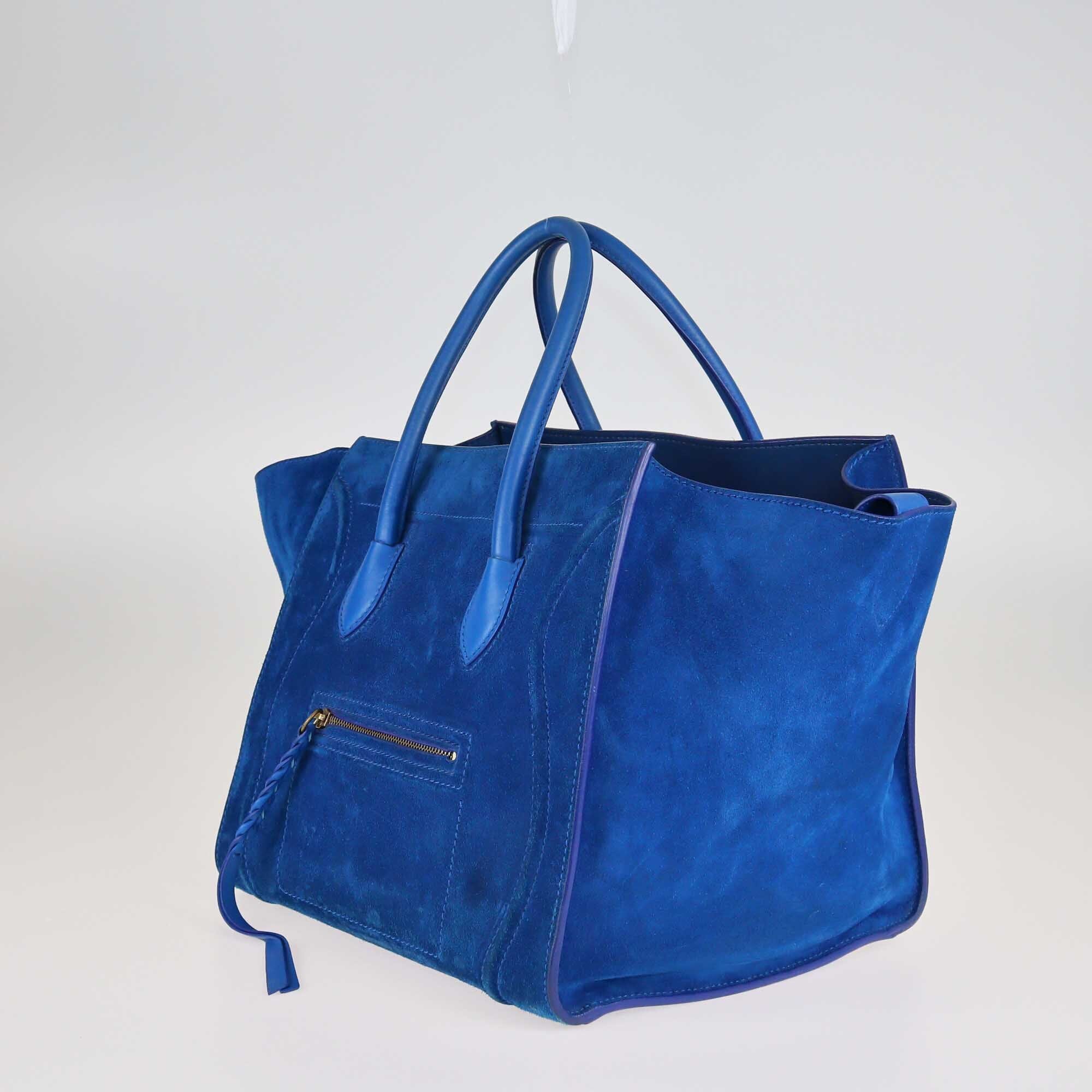 Celine Blue Medium Phantom Luggage Tote Bags Celine 