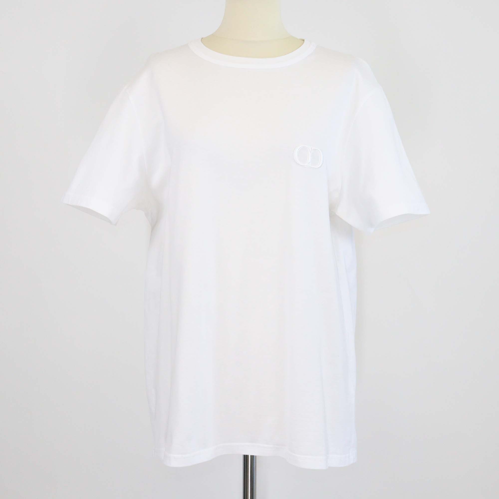 Dior Homme White Cotton CD Embroidered Crew Neck T Shirt