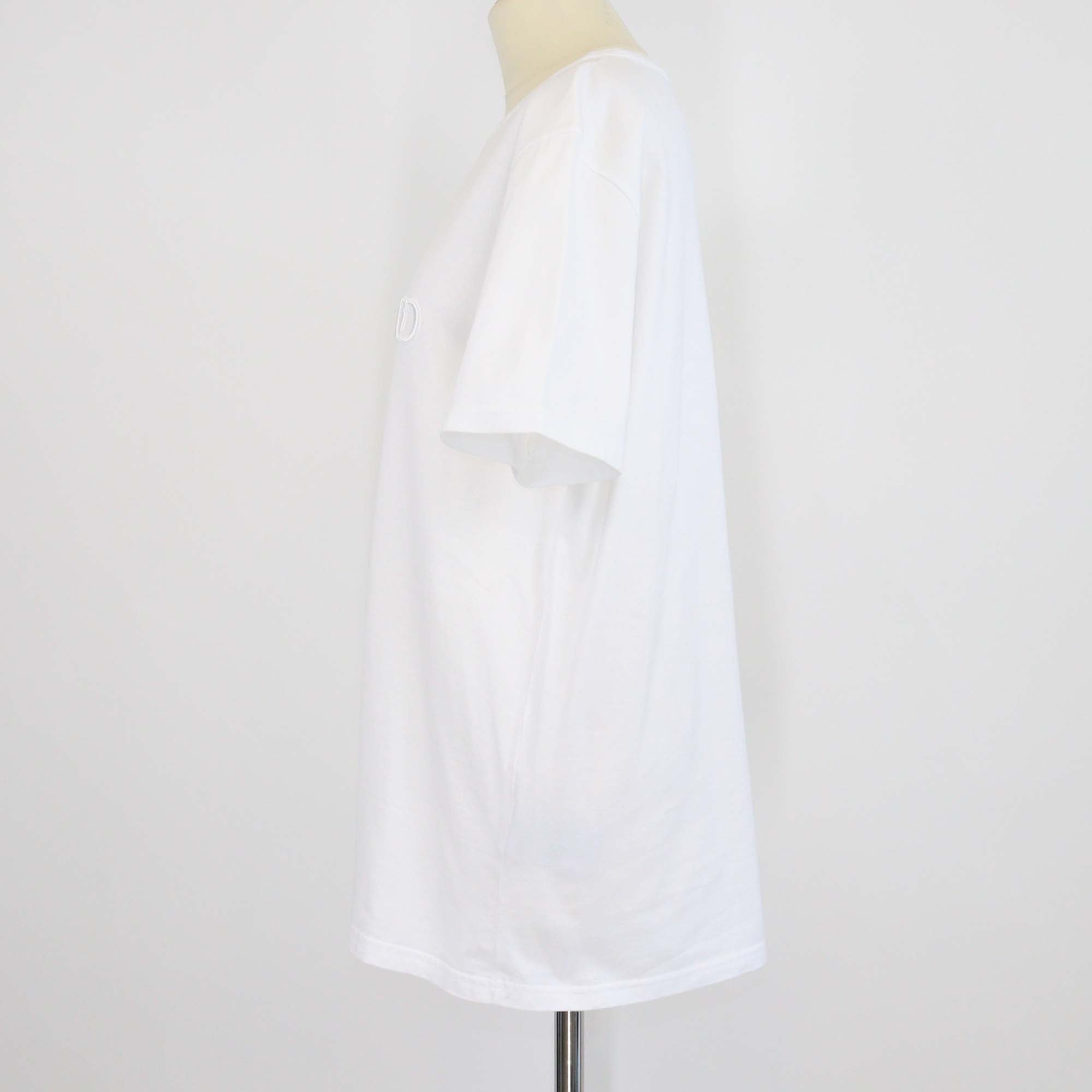 Dior Homme White Cotton CD Embroidered Crew Neck T Shirt